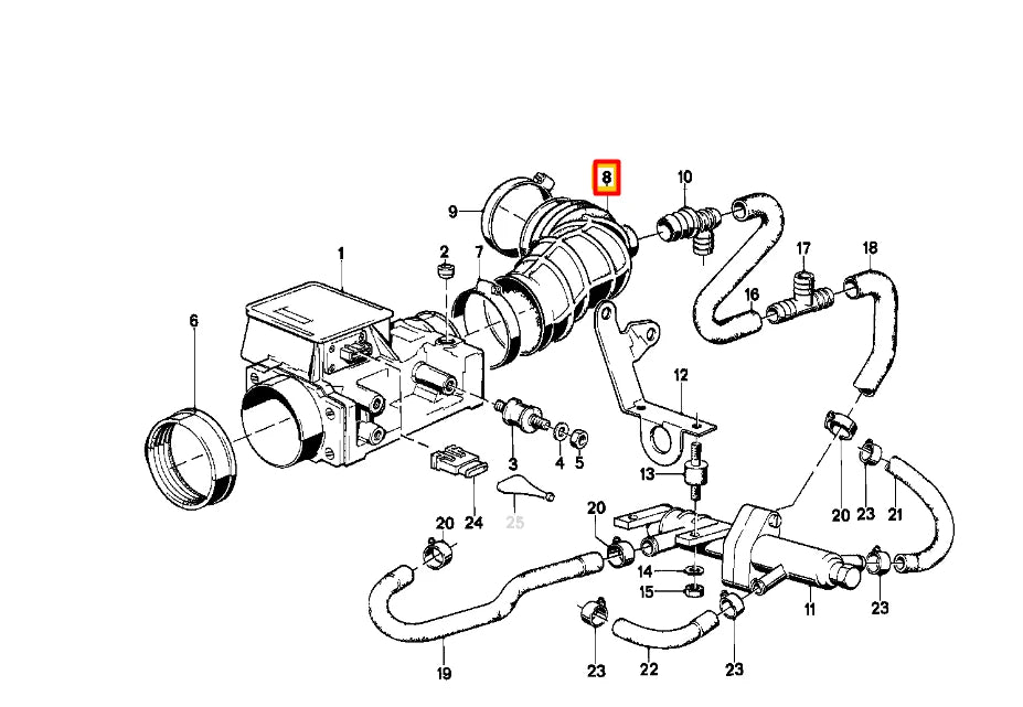 NEW BMW 3 E30 AIR BOOT PIPE HOSE 13711708834 ORIGINAL