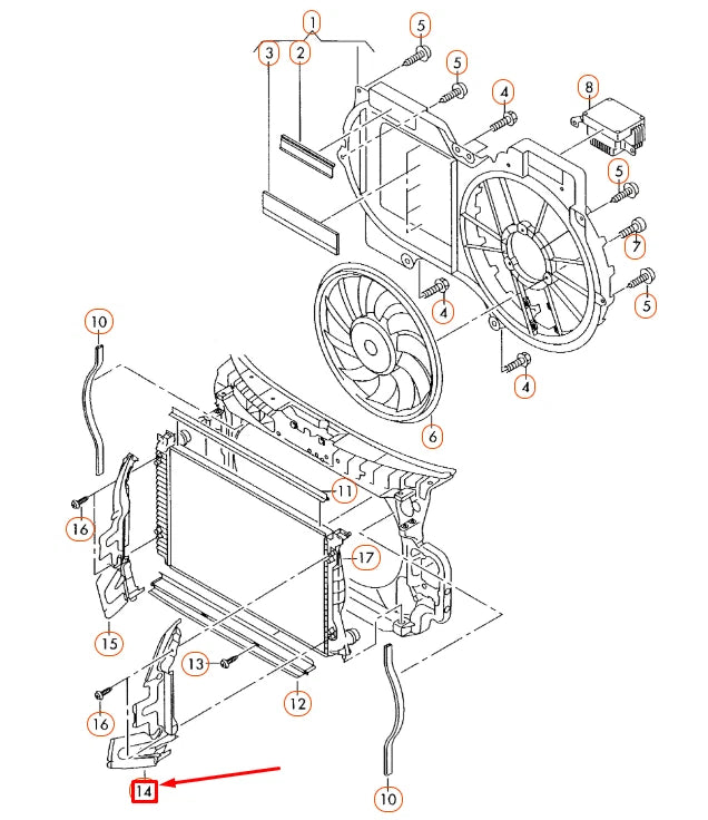NEW AUDI A6 C6 RADIATOR LEFT AIR GUIDE 4F0121283B ORIGINAL