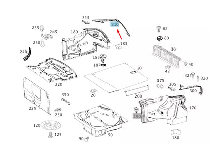 NEW MB CL C216 LUGGAGE COMPARTMENT RIGHT WELD SEAL COVER A21669302339051