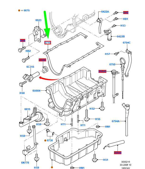 new ford focus mk2 oil pan gasket 1078498 xs4q-6710-ae original