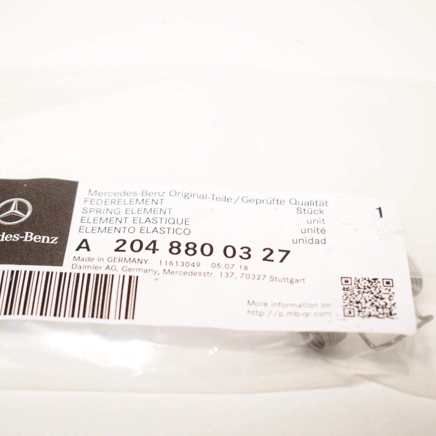 NEW MERCEDES BENZ GLK X204 FRONT BUMPER WASHER COVER SPRING A2048800327 ORIGINAL