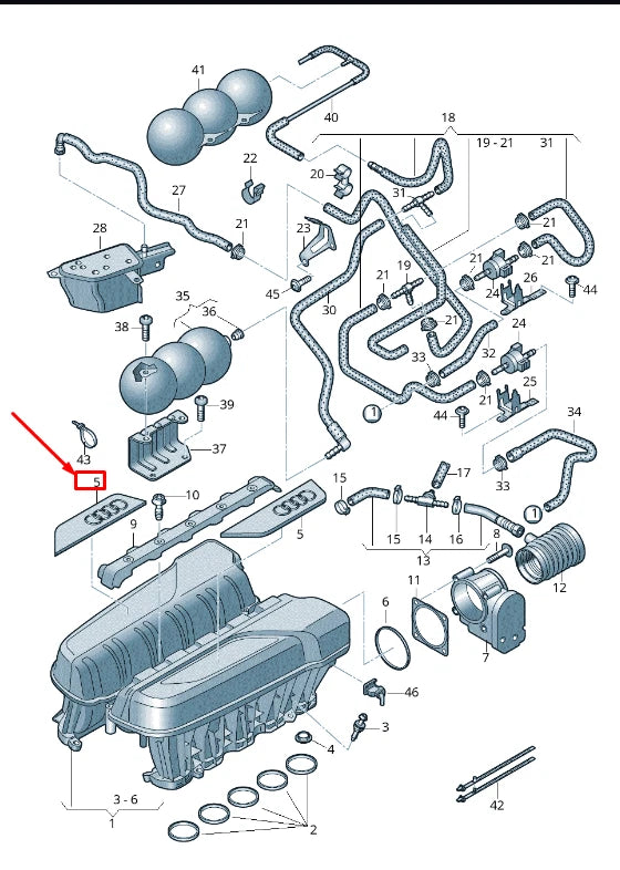 NEW AUDI R8 4S LEFT INTAKE MANIFOLD EMBLEM 07L133621A ORIGINAL