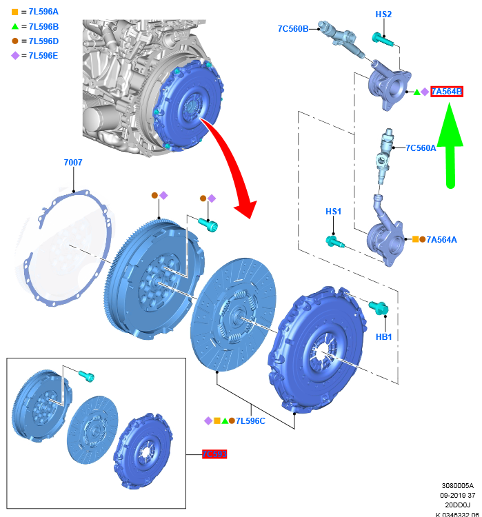 new ford transit mk4 clutch slave cylinder gk31-7a564-ab 2478298 original