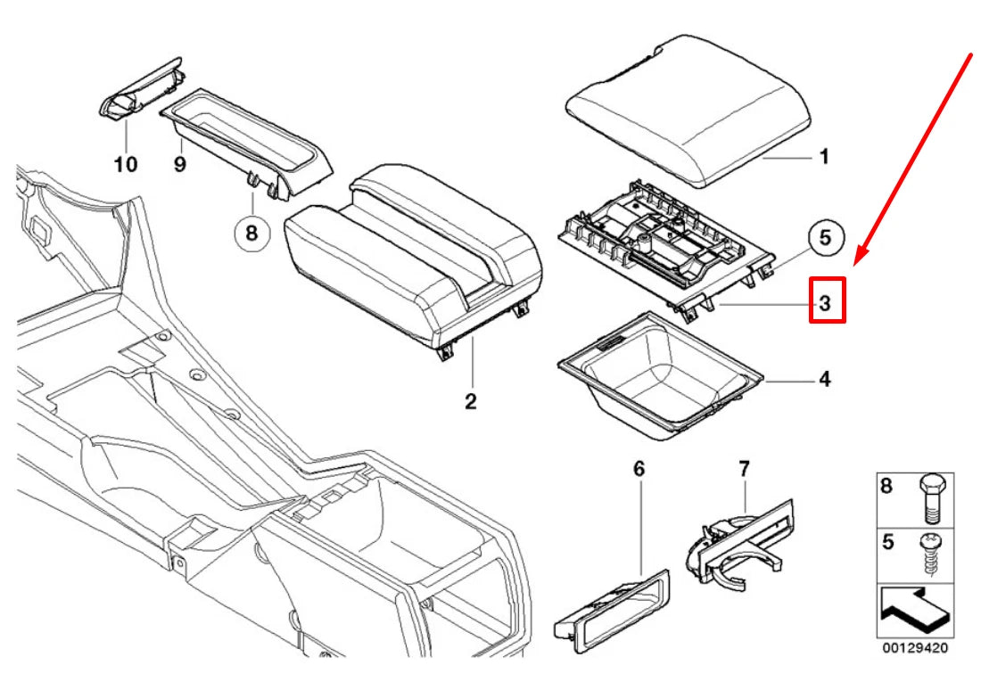 NEW BMW 5 E39 FRONT ARMREST SLIDING MECHANISM 8213874 51168213874 ORIGINAL