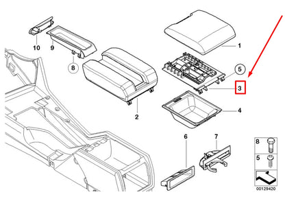 NEW BMW 5 E39 FRONT ARMREST SLIDING MECHANISM 8213874 51168213874 ORIGINAL