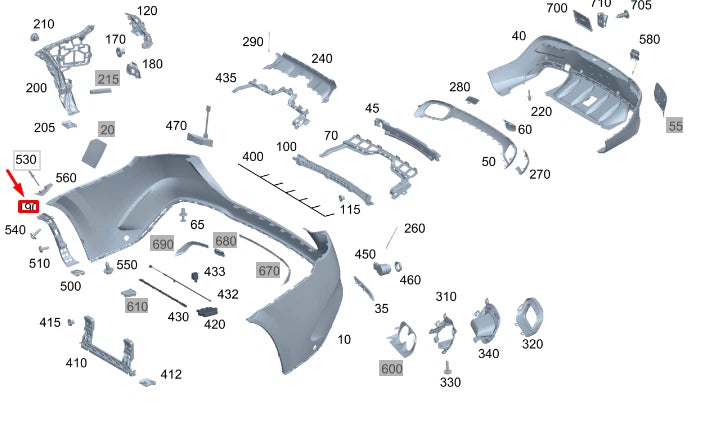 NEW MERCEDES-BENZ GLE W167 COUPE REAR RIGHT BUMPER COVER A1678850207 ORIGINAL