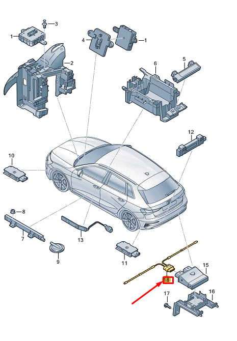 new audi a3 sportback 8y tailgate opening sensor line 8y0962239 original