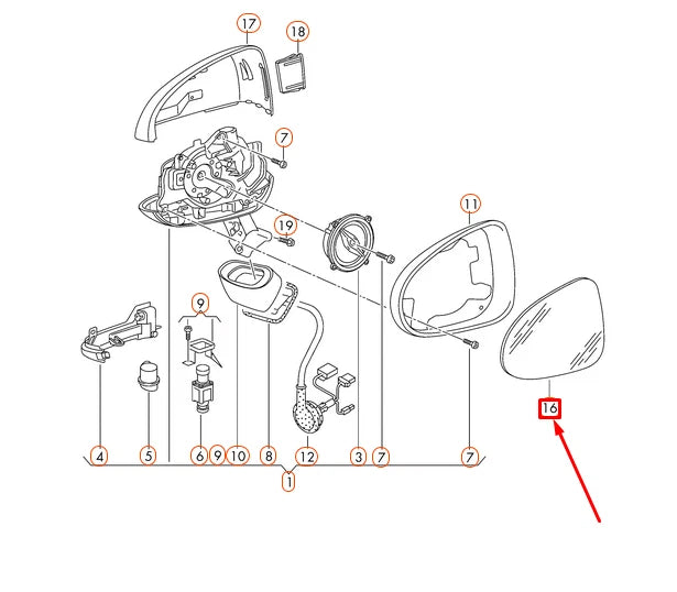 NEW VOLKSWAGEN TOUAREG 7P FRONT LEFT DOOR MIRROR GLASS 7P6857521C ORIGINAL