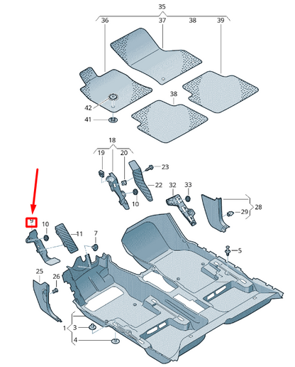 NEW VOLKSWAGEN T-ROC A11 FOOTREST BRACKET LHD 5QB864776 ORIGINAL
