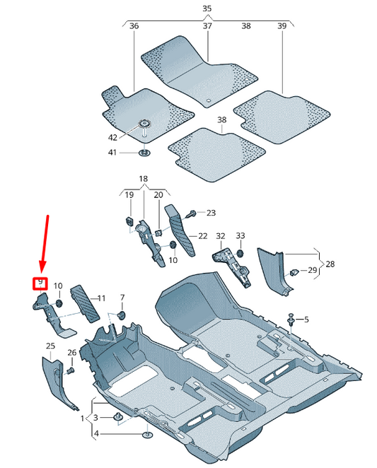 NEW VOLKSWAGEN T-ROC A11 FOOTREST BRACKET LHD 5QB864776 ORIGINAL
