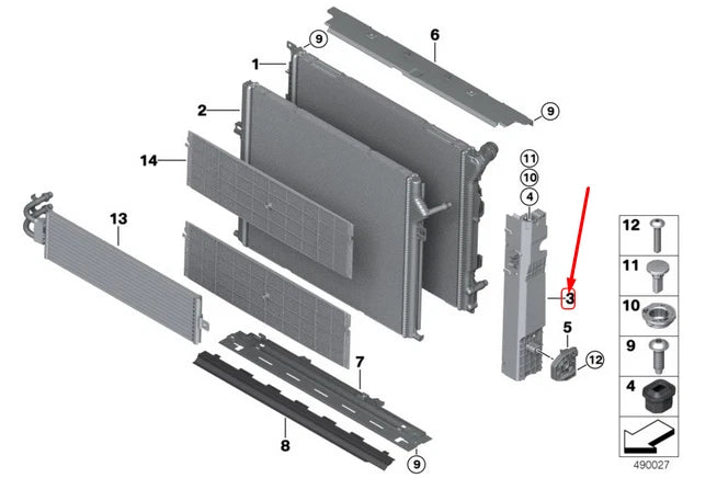 NEW BMW 3 F30 RIGHT RADIATOR MOUNT 17119487034 1487034