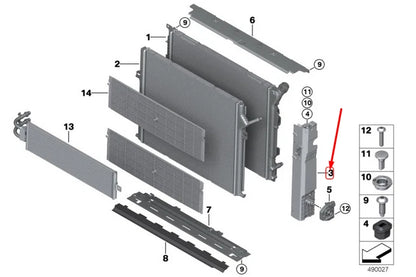 NEW BMW 3 F30 RIGHT RADIATOR MOUNT 17119487034 1487034