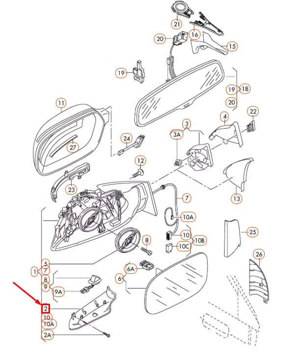 NEW AUDI A3 8P FRONT RIGHT DOOR MIRROR LOWER TRIM 4F0858524A01C
