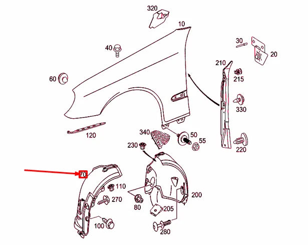 NEW MERCEDES-BENZ E W211 FRONT LEFT WHEEL ARCH COVER A2116980130 ORIGINAL