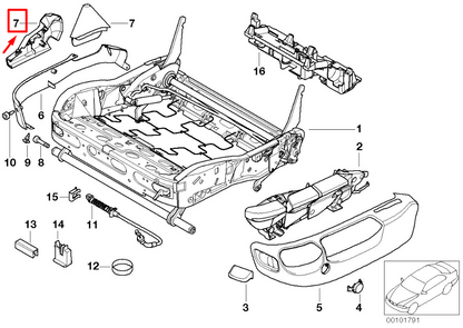 new bmw 5 e39 front right seat hinge cover 52108238488 8238488 original