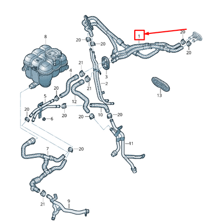 new audi q7 4m engine coolant hose lhd 4m1819350 original