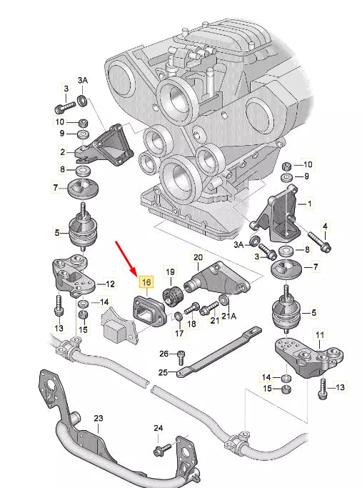 NEW AUDI A6 C6 ENGINE SNUB MOUNT FRONT STOP BRACKET 4B0199335L ORIGINAL