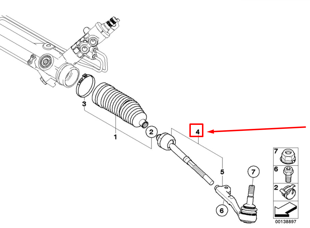 new bmw 3 e90 right tie rod assembly 32102283462 2283462 original
