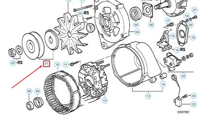 new bmw 5 e34 alternator pulley 12311722983 1722983 original