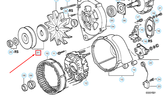 new bmw 5 e34 alternator pulley 12311722983 1722983 original