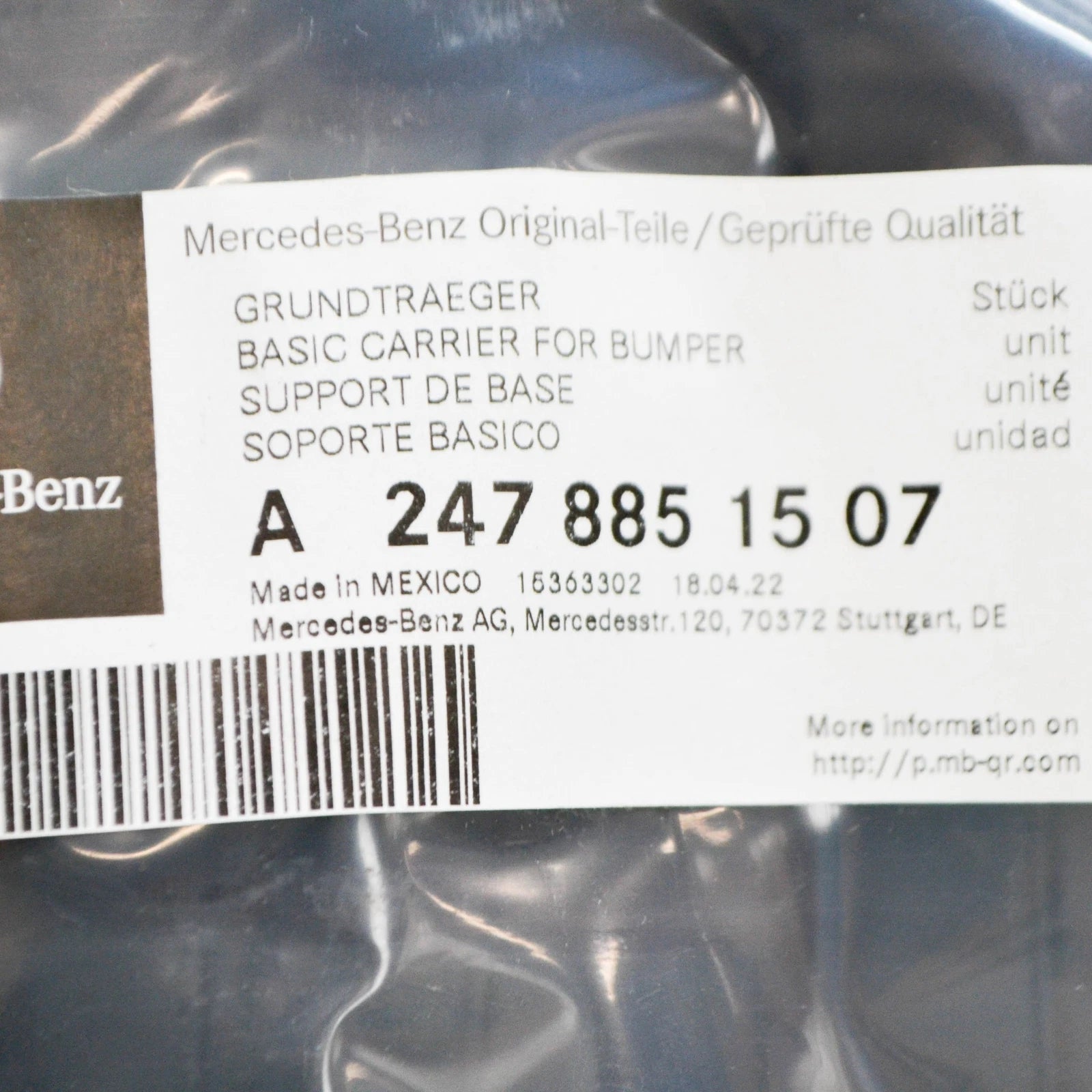 NEW MB GLB X247 FRONT BUMPER UPPER PART BASIC CARRIER A2478851507 ORIGINAL