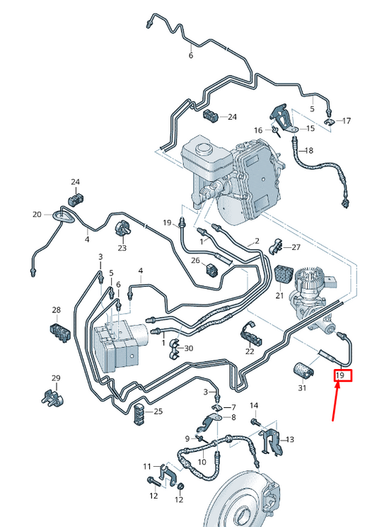 new audi q7 4m brake pipe from cylinder to pressure reservoir 4m1614719e