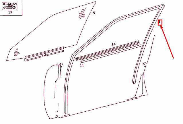 NEW MB E W124 FRONT RIGHT DOOR WINDDOW RUN SEALING A1247250825 ORIGINAL