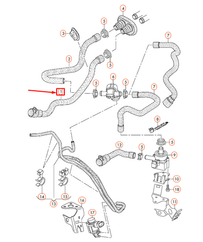 new audi a4 b8 coolant hose lhd 8k1819371ar original