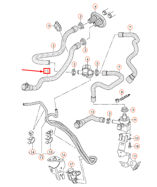 new audi a4 b8 coolant hose lhd 8k1819371ar original