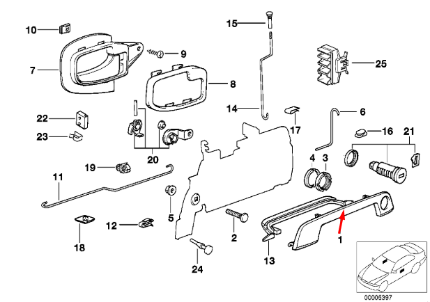 new bmw 5 e34 front left door handle cover 51218122441 8122441 original