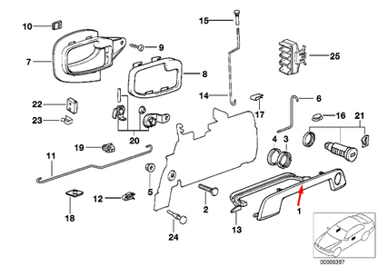 new bmw 5 e34 front left door handle cover 51218122441 8122441 original