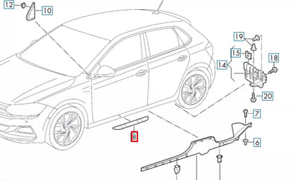 NEW VW POLO MK5 6R FRONT DOOR SILL SCUFF PLATE TRIM 6C4853537CWU6 ORIGINAL
