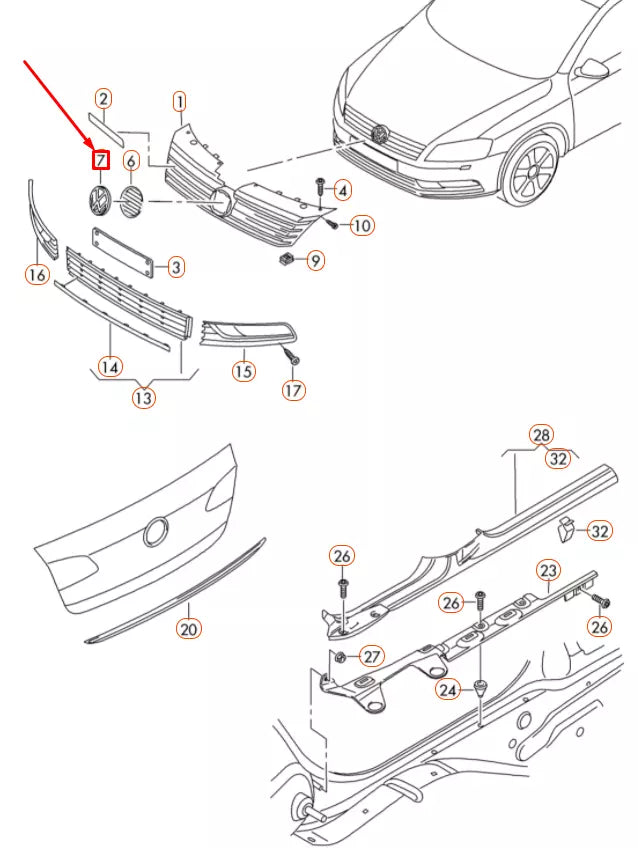 NEW VOLKSWAGEN PASSAT B7 FRONT RADIATOR GRILLE BADGE 3D0853601FJZA ORIGINAL