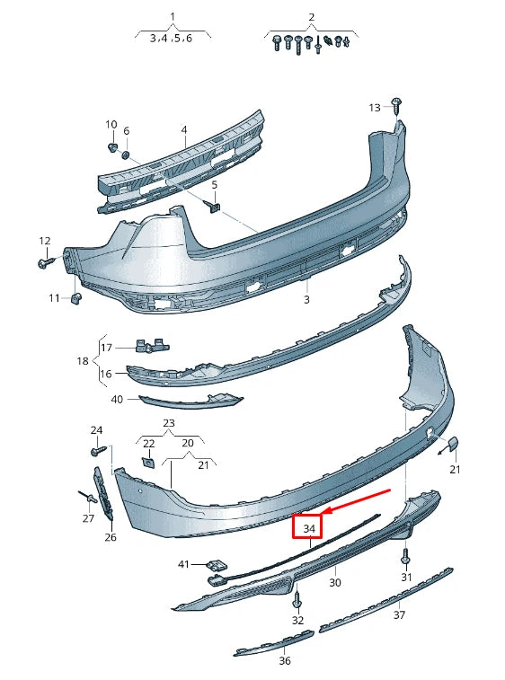 NEW AUDI E-TRON GEN REAR BUMPER SECURING STRIP 4KE807900D
