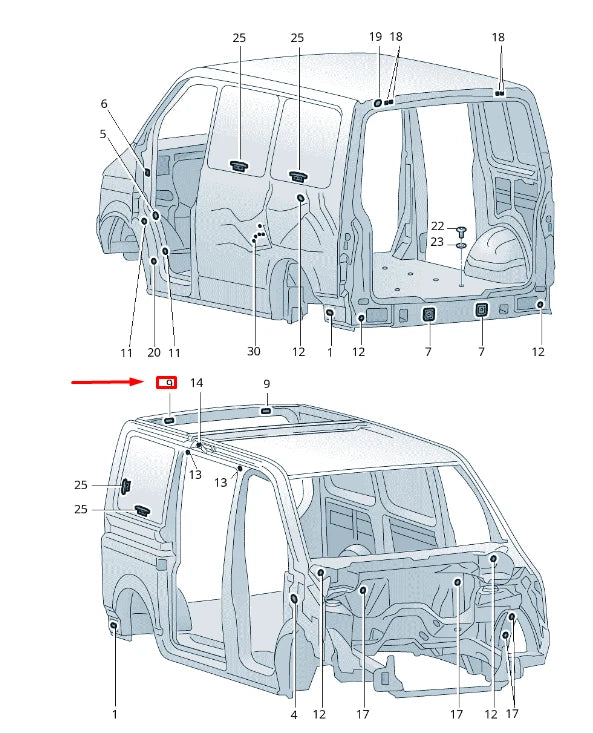 NEW VW TRANSPORTER VI T6 REAR BODY BUNGS 7H0817064AY20