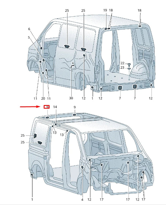 NEW VW TRANSPORTER VI T6 REAR BODY BUNGS 7H0817064AY20