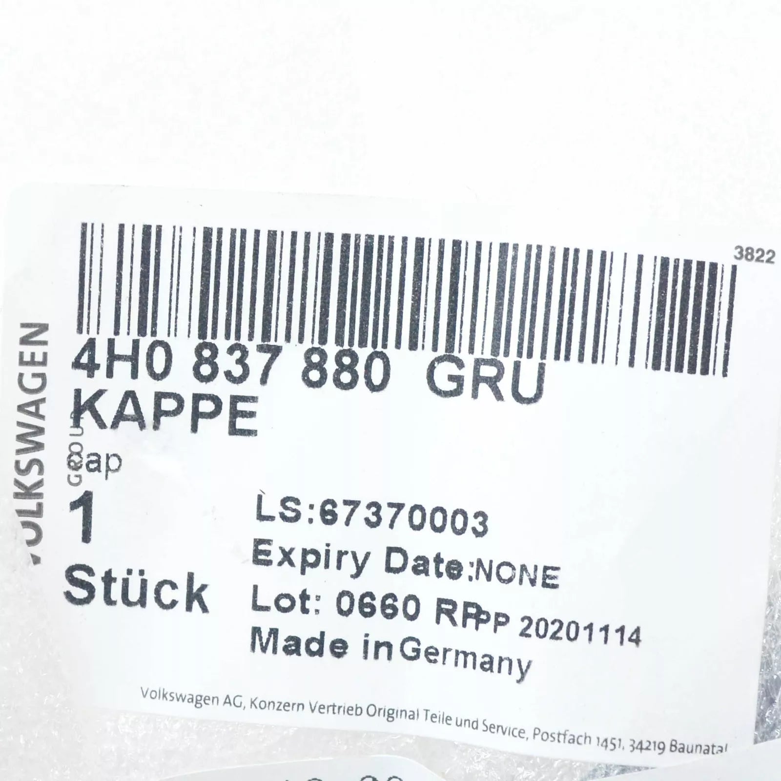 NEW AUDI A6 C7 FRONT RIGHT DOOR HANDLE CAP LHD 4H0837880GRU ORIGINAL