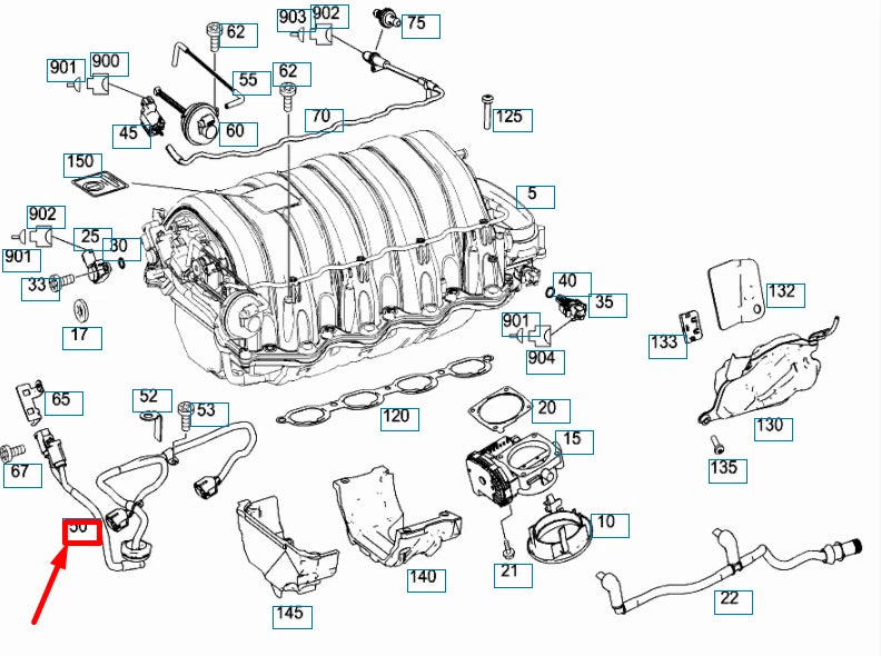 NEW MERCEDES-BENZ ML W164 INTAKE MANIFOLD ELECTRICAL CABLE A1561504333 ORIGINAL