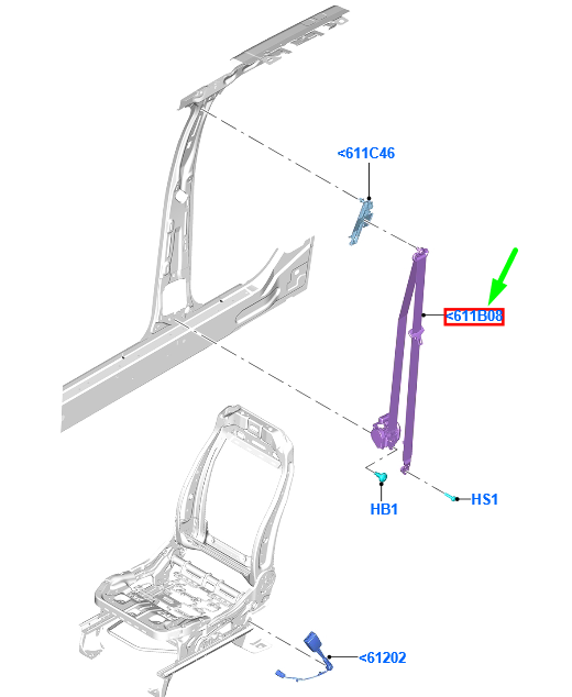 new ford kuga mk2 c520 front right seatbelt cv44-61294-bc 2066417 original