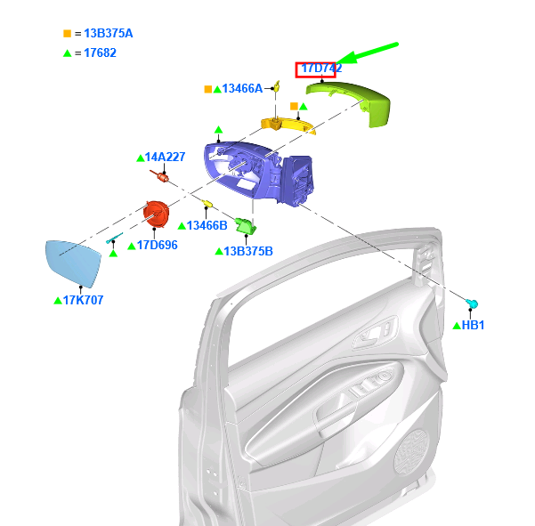 new ford kuga mk2 c520 front left door mirror cover 1828249 original