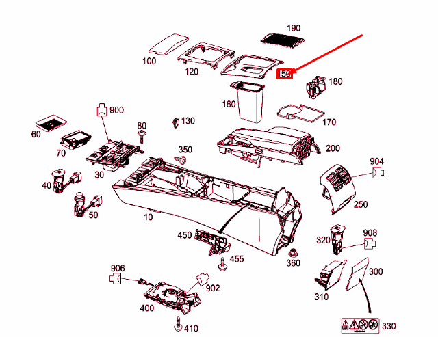 NEW MERCEDES-BENZ C W204 CENTER CONSOLE COVER LHD A20468003079H44 ORIGINAL