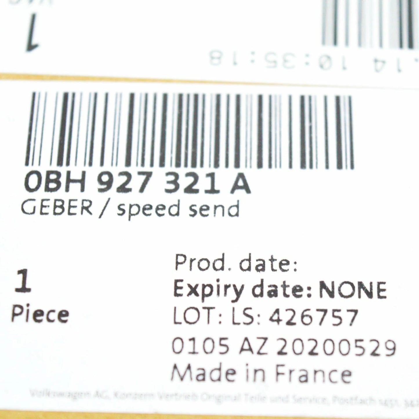 NEW AUDI Q3 8U SPEED SENSOR WITH TEMPERATURE SENSOR 0BH927321A