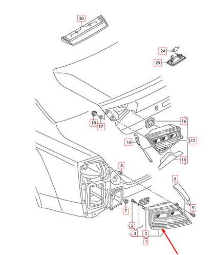 new audi a8 d4 rear left taillight 4h0945095m original