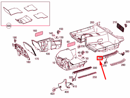 NEW MERCEDES-BENZ C W204 REAR LEFT ENTRANCE INSIDE RAIL A20468603368N84 ORIGINAL