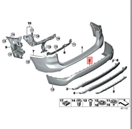 NEW BMW X1 F48 REAR BUMPER CENTER TRIM PANEL 51127403392 7403392 ORIGINAL