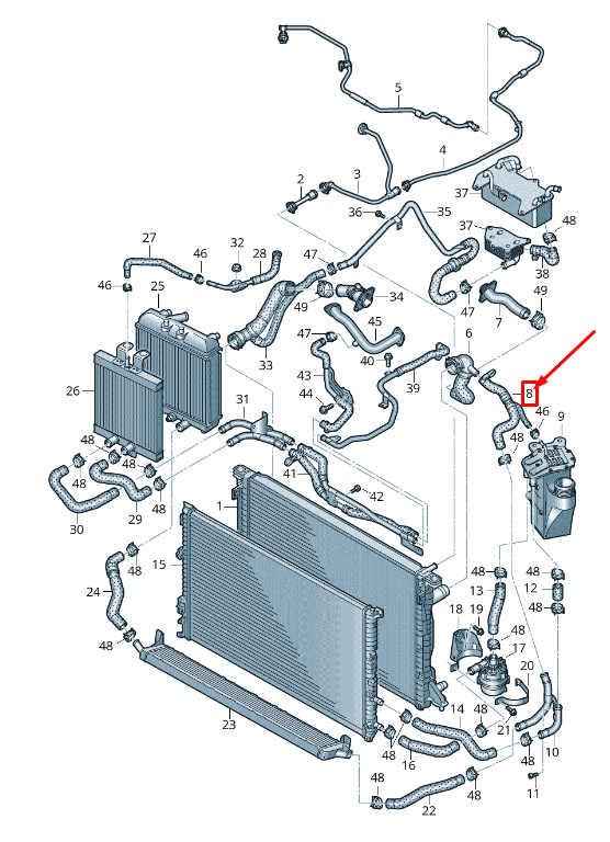 new audi a5 sportback f5 engine coolant hose 8w0121049a original