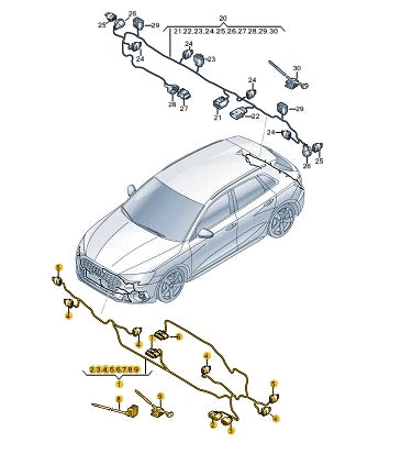 NEW AUDI A3 SPORTBACK 8YA FRONT BUMPER PDC WIRING HARNESS 8Y0971085T ORIGINAL