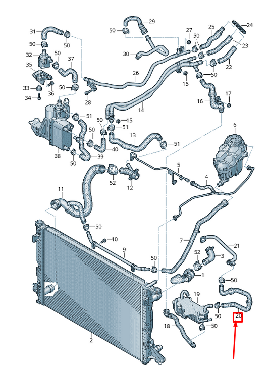 NEW AUDI A8 4N ENGINE COOLANT HOSE 4N0122448J ORIGINAL