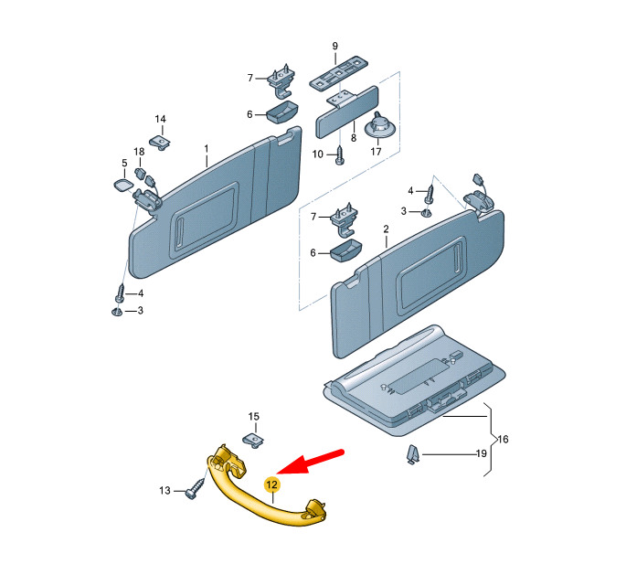 NEW AUDI A8 D4 REAR RIGHT ROOF FOLDING GRAB HANDLE 4H0857608AEP5 ORIGINAL
