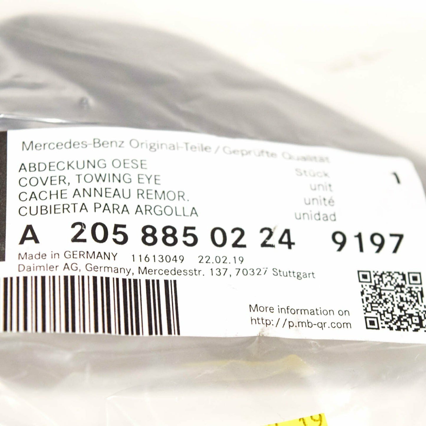 NEW MERCEDES-BENZ C W205 REAR BUMPER TOW EYE COVER A20588502249197 ORIGINAL